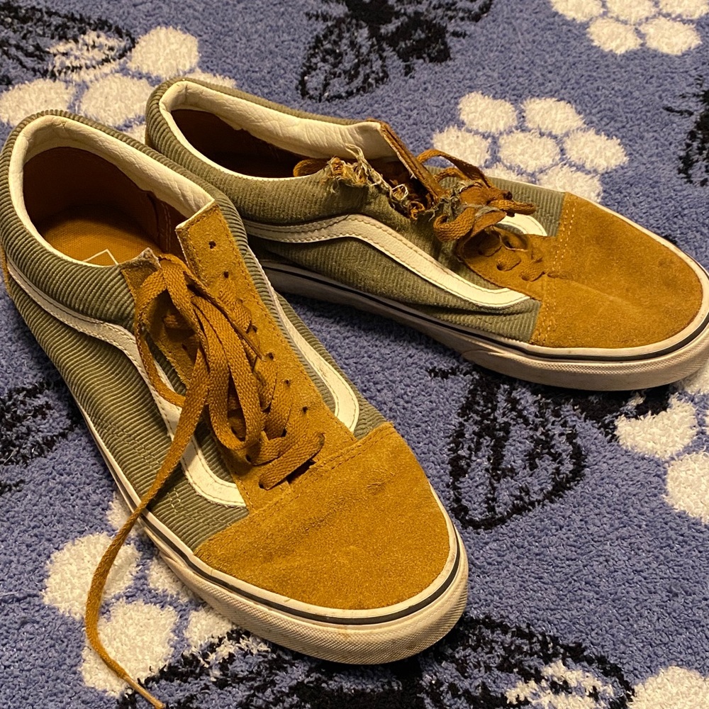 Vans Men's Tan and Green Sneakers